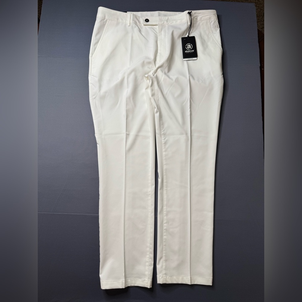 Abacus White Mens Cleek  Stretch Trousers 100-white